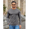 image:imageCOOFANDY Mens Long Sleeve Tee Shirts Stretch Crew Neck Thermal Shirts Casual T Shirts for MenLight Grey