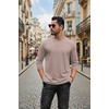 image:imageCOOFANDY Mens Long Sleeve Tee Shirts Stretch Crew Neck Thermal Shirts Casual T Shirts for MenLight Khaki