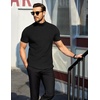 image:imageCOOFANDY Mens Mock Neck TShirts Short Sleeve Ribbed Knit Shirt Soft Tee Shirt Casual Basic TopsAblack