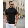 image:imageCOOFANDY Mens Mock Neck TShirts Short Sleeve Ribbed Knit Shirt Soft Tee Shirt Casual Basic TopsAblack