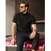 image:imageCOOFANDY Mens Mock Neck TShirts Short Sleeve Ribbed Knit Shirt Soft Tee Shirt Casual Basic TopsAblack