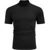 image:imageCOOFANDY Mens Mock Neck TShirts Short Sleeve Ribbed Knit Shirt Soft Tee Shirt Casual Basic TopsAblack