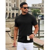 image:imageCOOFANDY Mens Mock Neck TShirts Short Sleeve Ribbed Knit Shirt Soft Tee Shirt Casual Basic TopsAblack