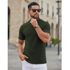 image:imageCOOFANDY Mens Mock Neck TShirts Short Sleeve Ribbed Knit Shirt Soft Tee Shirt Casual Basic TopsArmy Green