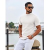 image:imageCOOFANDY Mens Mock Neck TShirts Short Sleeve Ribbed Knit Shirt Soft Tee Shirt Casual Basic TopsAwhite