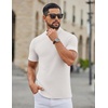 image:imageCOOFANDY Mens Mock Neck TShirts Short Sleeve Ribbed Knit Shirt Soft Tee Shirt Casual Basic TopsAwhite