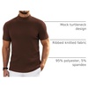 image:imageCOOFANDY Mens Mock Neck TShirts Short Sleeve Ribbed Knit Shirt Soft Tee Shirt Casual Basic TopsBrown