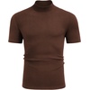 image:imageCOOFANDY Mens Mock Neck TShirts Short Sleeve Ribbed Knit Shirt Soft Tee Shirt Casual Basic TopsBrown