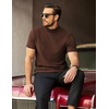 image:imageCOOFANDY Mens Mock Neck TShirts Short Sleeve Ribbed Knit Shirt Soft Tee Shirt Casual Basic TopsBrown