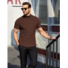 image:imageCOOFANDY Mens Mock Neck TShirts Short Sleeve Ribbed Knit Shirt Soft Tee Shirt Casual Basic TopsBrown