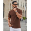 image:imageCOOFANDY Mens Mock Neck TShirts Short Sleeve Ribbed Knit Shirt Soft Tee Shirt Casual Basic TopsBrown