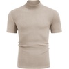 image:imageCOOFANDY Mens Mock Neck TShirts Short Sleeve Ribbed Knit Shirt Soft Tee Shirt Casual Basic TopsCream