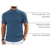 image:imageCOOFANDY Mens Mock Neck TShirts Short Sleeve Ribbed Knit Shirt Soft Tee Shirt Casual Basic TopsDark Blue
