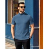 image:imageCOOFANDY Mens Mock Neck TShirts Short Sleeve Ribbed Knit Shirt Soft Tee Shirt Casual Basic TopsDark Blue