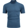 image:imageCOOFANDY Mens Mock Neck TShirts Short Sleeve Ribbed Knit Shirt Soft Tee Shirt Casual Basic TopsDark Blue