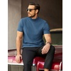 image:imageCOOFANDY Mens Mock Neck TShirts Short Sleeve Ribbed Knit Shirt Soft Tee Shirt Casual Basic TopsDark Blue