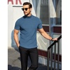 image:imageCOOFANDY Mens Mock Neck TShirts Short Sleeve Ribbed Knit Shirt Soft Tee Shirt Casual Basic TopsDark Blue
