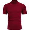 image:imageCOOFANDY Mens Mock Neck TShirts Short Sleeve Ribbed Knit Shirt Soft Tee Shirt Casual Basic TopsDark Red
