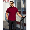 image:imageCOOFANDY Mens Mock Neck TShirts Short Sleeve Ribbed Knit Shirt Soft Tee Shirt Casual Basic TopsDark Red