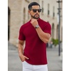 image:imageCOOFANDY Mens Mock Neck TShirts Short Sleeve Ribbed Knit Shirt Soft Tee Shirt Casual Basic TopsDark Red