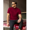 image:imageCOOFANDY Mens Mock Neck TShirts Short Sleeve Ribbed Knit Shirt Soft Tee Shirt Casual Basic TopsDark Red