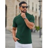 image:imageCOOFANDY Mens Mock Neck TShirts Short Sleeve Ribbed Knit Shirt Soft Tee Shirt Casual Basic TopsGreen