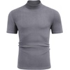 image:imageCOOFANDY Mens Mock Neck TShirts Short Sleeve Ribbed Knit Shirt Soft Tee Shirt Casual Basic TopsGrey