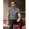 image:imageCOOFANDY Mens Mock Neck TShirts Short Sleeve Ribbed Knit Shirt Soft Tee Shirt Casual Basic TopsGrey