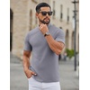 image:imageCOOFANDY Mens Mock Neck TShirts Short Sleeve Ribbed Knit Shirt Soft Tee Shirt Casual Basic TopsGrey