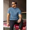 image:imageCOOFANDY Mens Mock Neck TShirts Short Sleeve Ribbed Knit Shirt Soft Tee Shirt Casual Basic TopsLight Blue