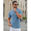 image:imageCOOFANDY Mens Mock Neck TShirts Short Sleeve Ribbed Knit Shirt Soft Tee Shirt Casual Basic TopsLight Blue