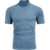 image:imageCOOFANDY Mens Mock Neck TShirts Short Sleeve Ribbed Knit Shirt Soft Tee Shirt Casual Basic TopsLight Blue
