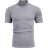 image:imageCOOFANDY Mens Mock Neck TShirts Short Sleeve Ribbed Knit Shirt Soft Tee Shirt Casual Basic TopsLight Grey