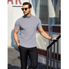 image:imageCOOFANDY Mens Mock Neck TShirts Short Sleeve Ribbed Knit Shirt Soft Tee Shirt Casual Basic TopsLight Grey