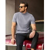image:imageCOOFANDY Mens Mock Neck TShirts Short Sleeve Ribbed Knit Shirt Soft Tee Shirt Casual Basic TopsLight Grey