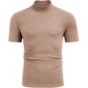 image:imageCOOFANDY Mens Mock Neck TShirts Short Sleeve Ribbed Knit Shirt Soft Tee Shirt Casual Basic TopsLight Khaki