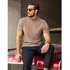 image:imageCOOFANDY Mens Mock Neck TShirts Short Sleeve Ribbed Knit Shirt Soft Tee Shirt Casual Basic TopsLight Khaki