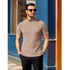 image:imageCOOFANDY Mens Mock Neck TShirts Short Sleeve Ribbed Knit Shirt Soft Tee Shirt Casual Basic TopsLight Khaki