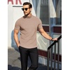 image:imageCOOFANDY Mens Mock Neck TShirts Short Sleeve Ribbed Knit Shirt Soft Tee Shirt Casual Basic TopsLight Khaki