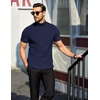 image:imageCOOFANDY Mens Mock Neck TShirts Short Sleeve Ribbed Knit Shirt Soft Tee Shirt Casual Basic TopsNavy Blue