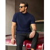 image:imageCOOFANDY Mens Mock Neck TShirts Short Sleeve Ribbed Knit Shirt Soft Tee Shirt Casual Basic TopsNavy Blue