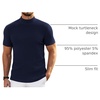 image:imageCOOFANDY Mens Mock Neck TShirts Short Sleeve Ribbed Knit Shirt Soft Tee Shirt Casual Basic TopsNavy Blue