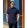 image:imageCOOFANDY Mens Mock Neck TShirts Short Sleeve Ribbed Knit Shirt Soft Tee Shirt Casual Basic TopsNavy Blue