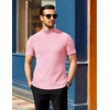 image:imageCOOFANDY Mens Mock Neck TShirts Short Sleeve Ribbed Knit Shirt Soft Tee Shirt Casual Basic TopsPink
