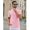 image:imageCOOFANDY Mens Mock Neck TShirts Short Sleeve Ribbed Knit Shirt Soft Tee Shirt Casual Basic TopsPink
