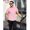 image:imageCOOFANDY Mens Mock Neck TShirts Short Sleeve Ribbed Knit Shirt Soft Tee Shirt Casual Basic TopsPink