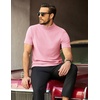 image:imageCOOFANDY Mens Mock Neck TShirts Short Sleeve Ribbed Knit Shirt Soft Tee Shirt Casual Basic TopsPink