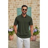 image:imageCOOFANDY Mens Polo Shirt Casual Short Sleeve Textured Knit Button Polo TShirts Summer Vacation Stretchy Golf ShirtsArmy Green
