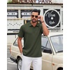 image:imageCOOFANDY Mens Polo Shirt Casual Short Sleeve Textured Knit Button Polo TShirts Summer Vacation Stretchy Golf ShirtsArmy Green