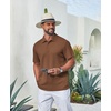 image:imageCOOFANDY Mens Polo Shirt Casual Short Sleeve Textured Knit Button Polo TShirts Summer Vacation Stretchy Golf ShirtsBrown